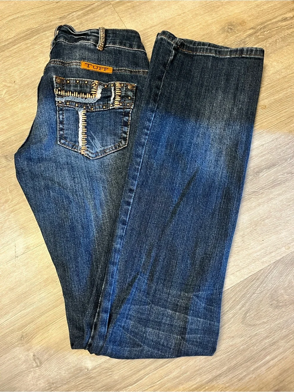Cowgirl Tuff Dark Blue Boot Cut Jeans with Embellished Pocket